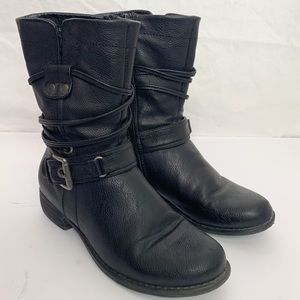 Black Women's Ankle Boots with Buckle Detail